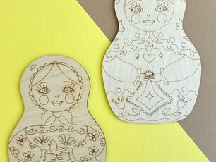 Заготовка для творчества  из фанеры "Матрешка" 15х9,8 см