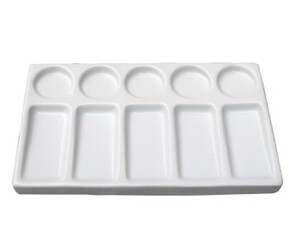 Палитра прямоугольная фарфоровая, 11*19 см, 10 ячеек